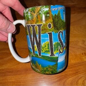 Americaware Wisconsin 18 Oz Tall Color Etched Collage All Over Print Coffee Mug